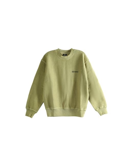 Stussy Green Jumbo Pig. Dyed Crew "Elm" 1915078 Elmm" for men