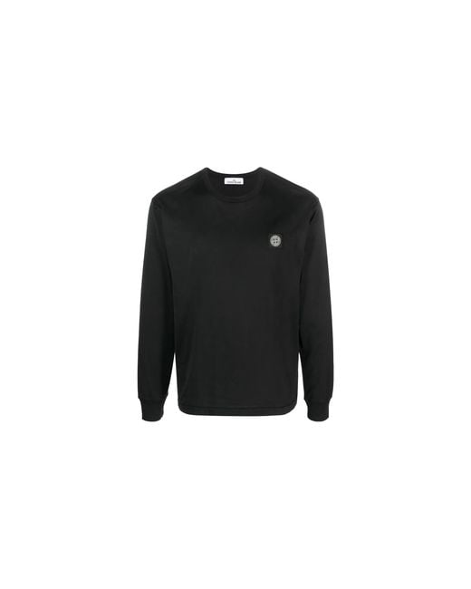 Stone Island Black Long Sleeve T-Shirt 2100031 S0013 V0029" for men