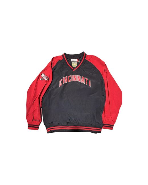 Mitchell & Ness Nylon Pullover Jacket Vintage Logo "Mlb Reds" Jk9272 Creblck" for men