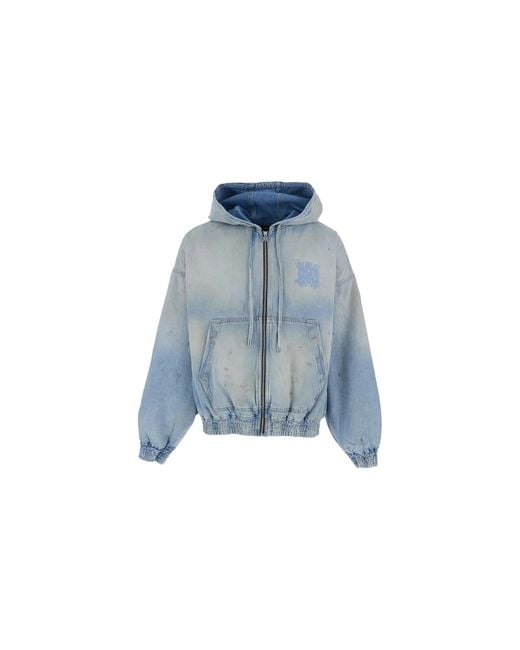 Amiri Blue Ma Denim Zip Hoodie "Perfect Antique" Amouja1037 543" for men