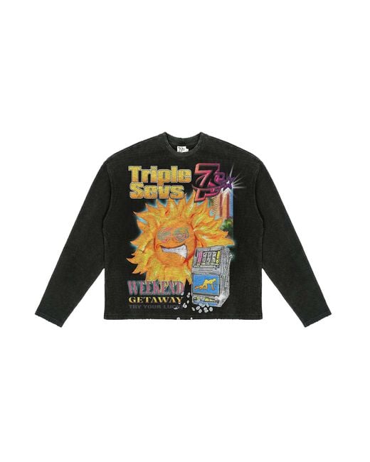 Triple Sevens Black Weekend Getaway Waffle Knit Long-Sleeve T-Shirt Ts7059" for men