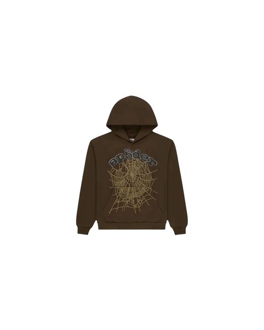 Sp5der Black Og Web Rhinestone Hoodie 623" for men