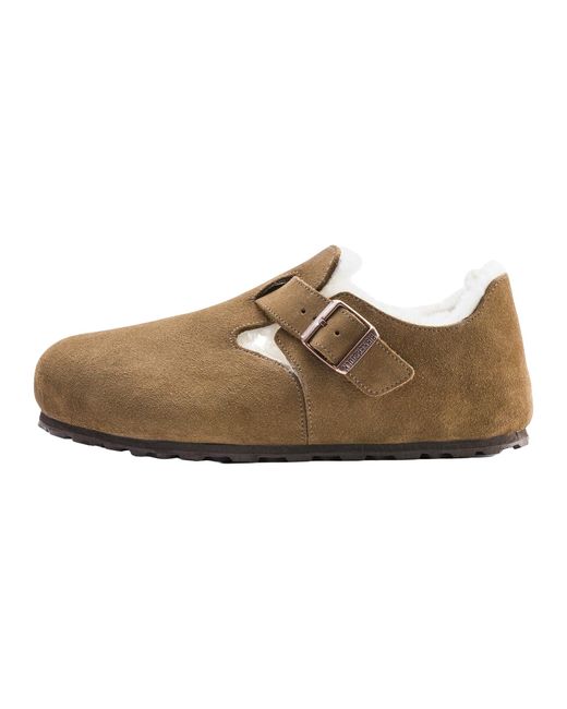 Birkenstock Black London Shearling Suede Leather "Dark Tea for men