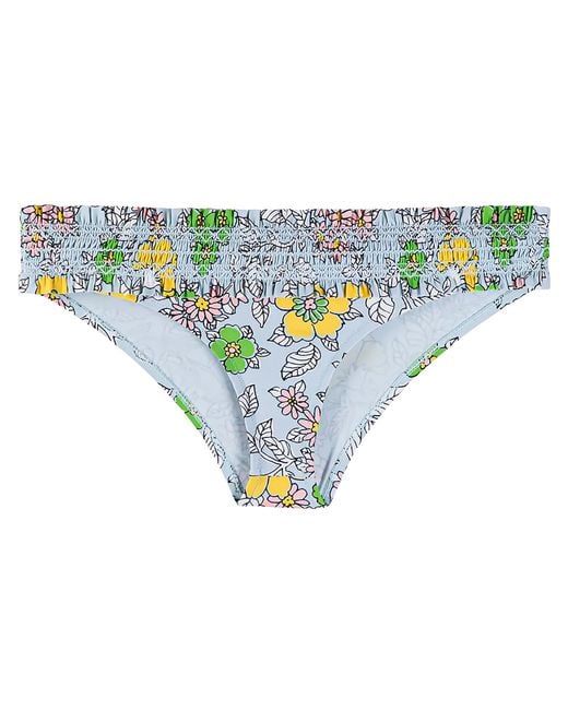 Tory Burch Black Costa Smocked Hipster Bikini Bottoms Floral" 45817 400"