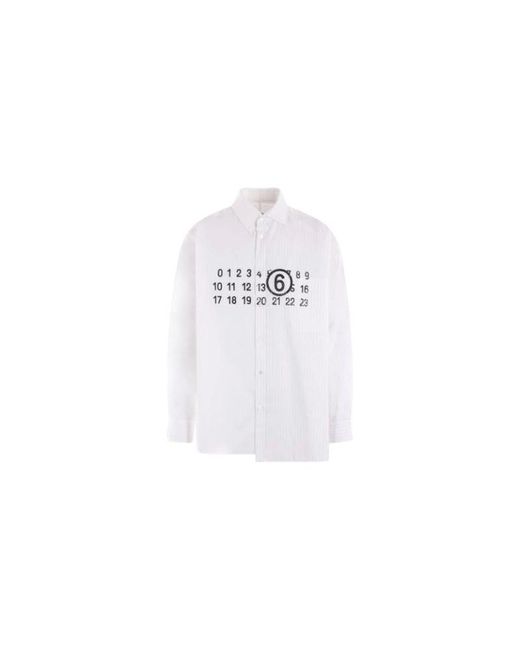 MM6 by Maison Martin Margiela Black Long Sleeve Poplin Button Down Shirt "Logo Print for men