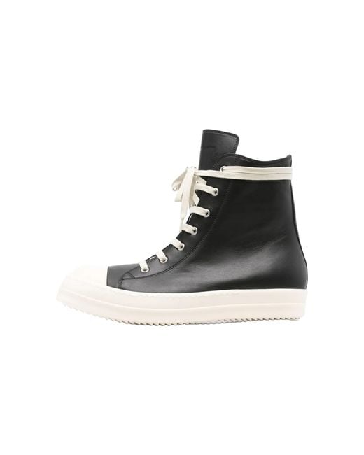 Rick Owens Black Concordians Ramones Sneaker High Leather Milk" Ru02E1890 Lco 911" for men