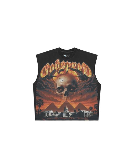 GODSPEED NEW YORK Black Echoes Empire Sleeveless T-Shirt Wash" Gs616" for men