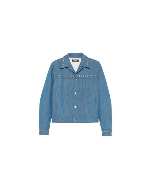 Amiri Blue Crystal Pleated Cadet Jacket "Retro" Amdnjt1004 Retr" for men