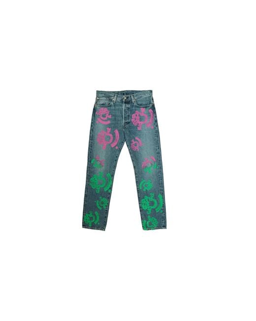 DENIM TEARS Black Bstroy Tears 501 Light Wash Jean Dt493" for men