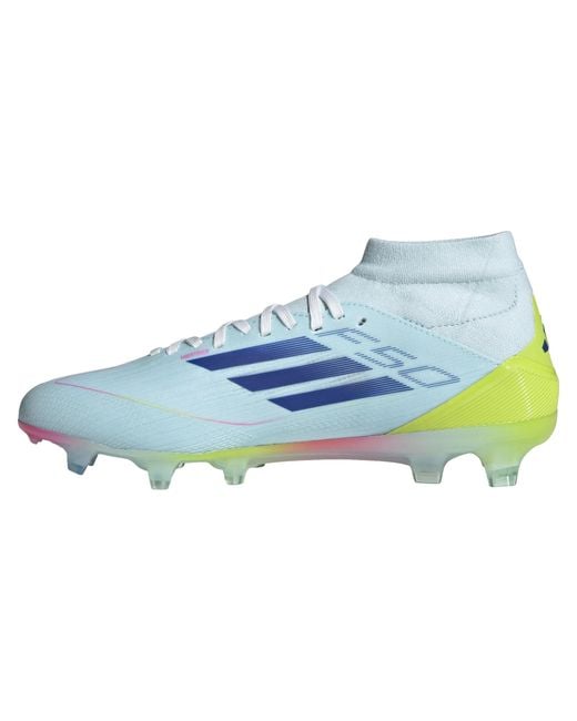 Adidas Blue F50 Pro Mid-Cut Firm Ground Boots "Almost Semi Lucid Semi Solar" Ih0116"