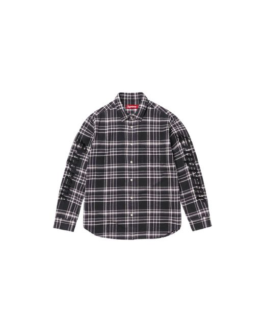 Supreme Black Old English Plaid Flannel Shirt "Ss25