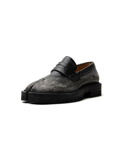 Maison Margiela Black Cracked Leather Tabi County Loafer S57Wr0139 P7424 H8328" for men