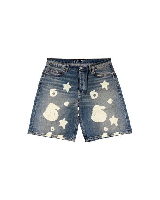 Sp5der Blue Beluga Denim Short 434" for men