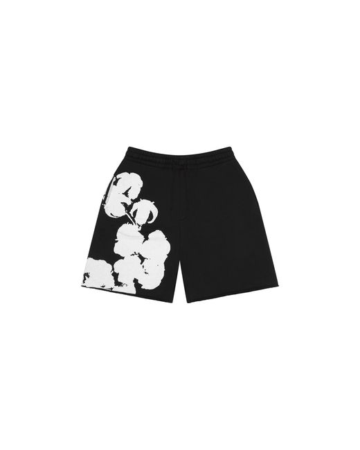DENIM TEARS Black Big Cotton Wreath Sweat Shorts Dt099" for men