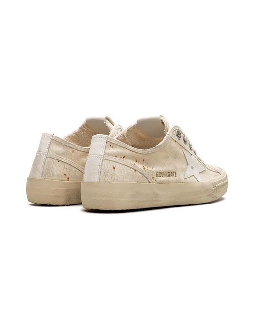 Golden Goose Deluxe Brand Black V-Star 2 Canvas Upper Leather Star "Milk"