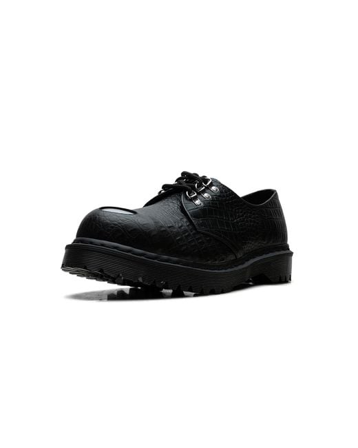 Dr. Martens Black 1461 Bex Steel Toe Leather Shoes "Croc Embossed Analine" 41725300" for men