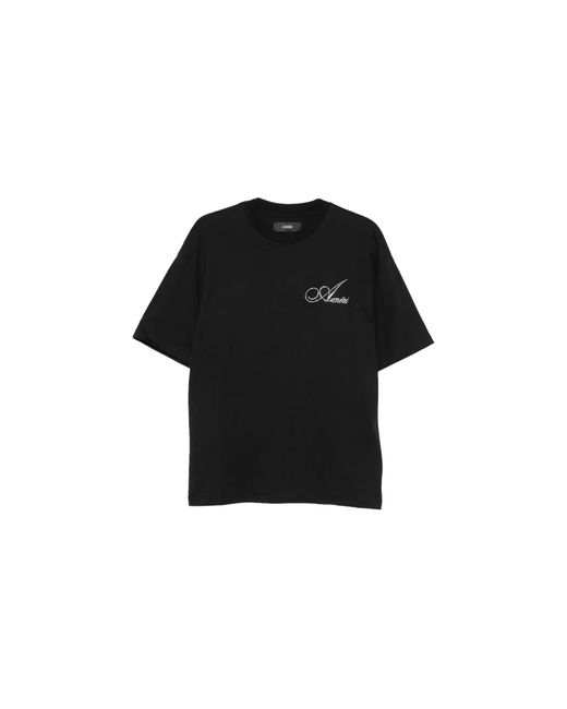 Amiri Black Crystal Script Logo T-Shirt Amtojr1201 001" for men