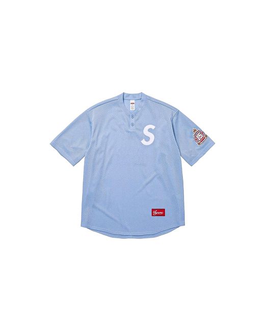 Supreme Blue London Shop S Logo Baseball Henley "Ss26