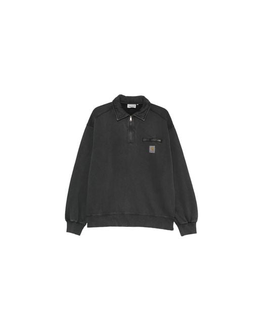 Carhartt Black Half Zip Detroit Sweatshirt Stone Washed" I036350 89 06" for men