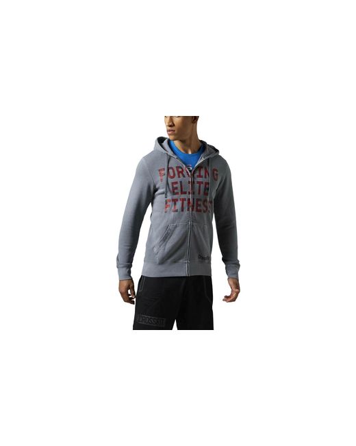Reebok Black Rcf Forging Elite Fitness Full Zip Hoodie "Light Heather" Aj3499" for men
