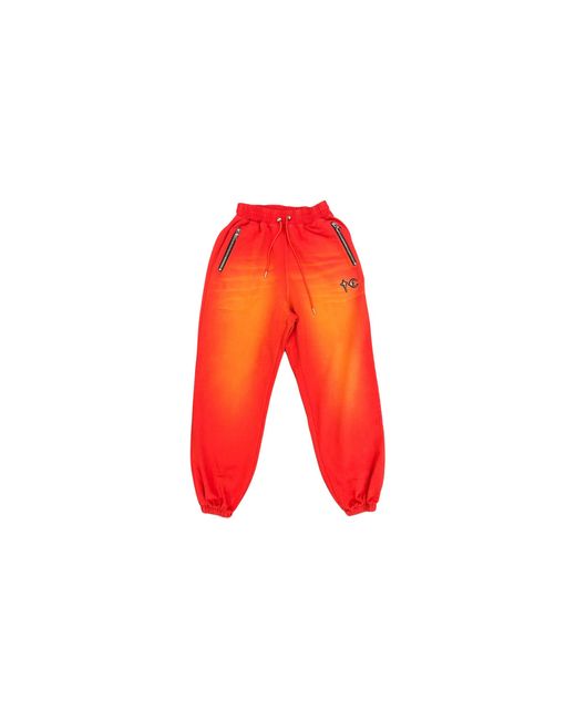 THUG CLUB Red Tc Two-Tone Washed Jogger Pants Tc26Pt0301" for men