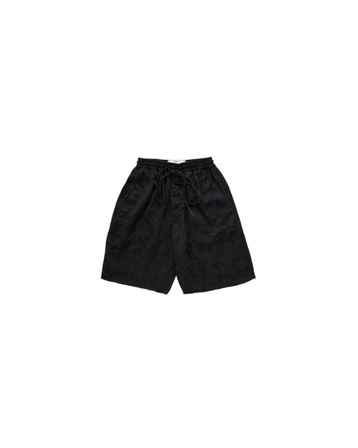 Song For The Mute Black Raw Lined Elasticated Shorts 251Mst050Rlflorblk" for men