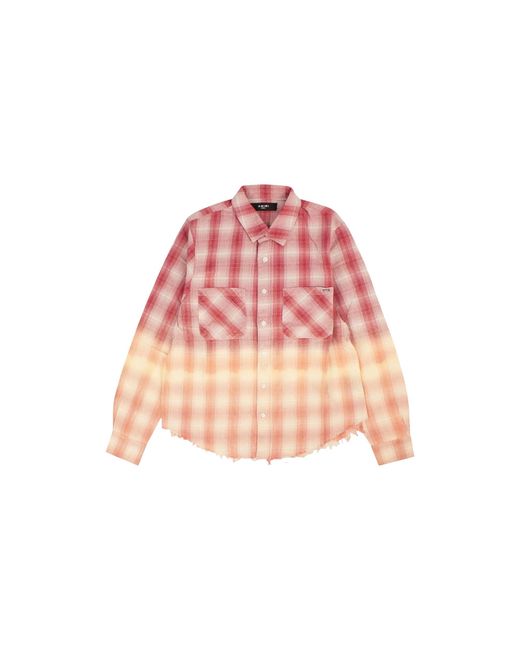 Amiri Pink Ombre Lurex Plaid Raw Edge Shirt Y0W06449Pd" for men