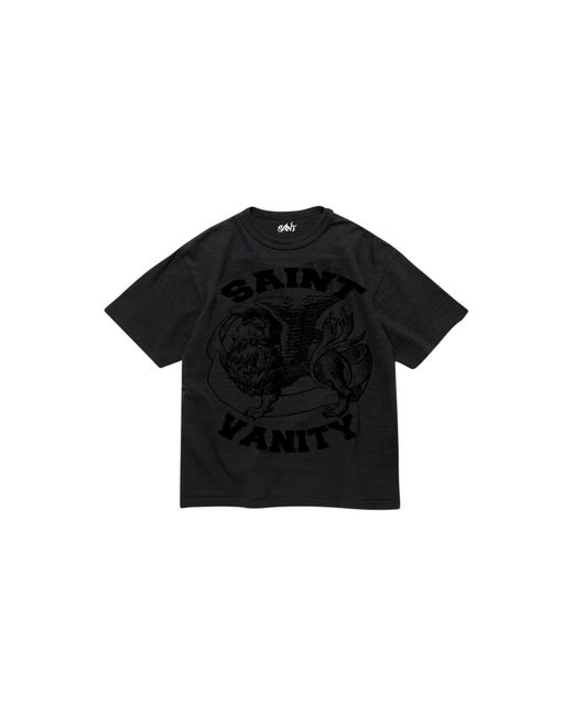 SAINT VANITY Black Monochrome Griffin T-Shirt Sv021" for men
