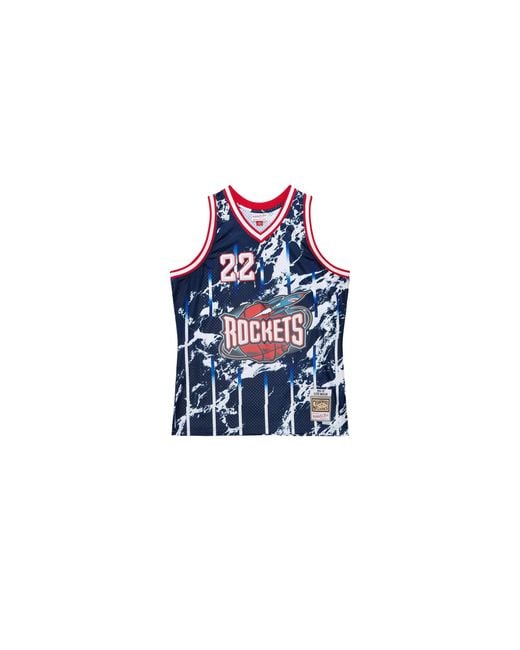 Mitchell & Ness Black Marble Swingman Jersey "Nba Houston Rockets 1996 Clyde Drexler" Tfsm1278 Hro96Cdrblue" for men