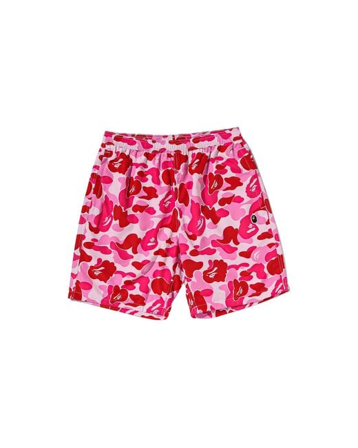 A Bathing Ape Red Abc Camo Ape Head One Point Beach Short 0Zxspm008531Q Pkx" for men