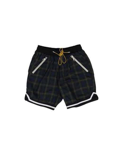 Rhude Black Plaid Shorts Rhdmbtm0286 Nvy" for men