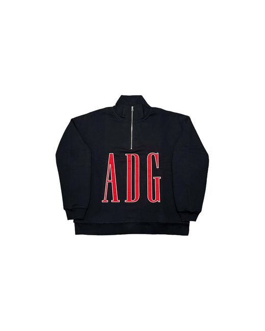 DENIM TEARS Black Adg Inc. Quarter Zip Sweatshirt Dt604" for men