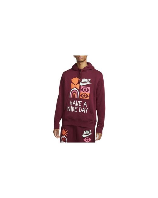 Nike Red Sportswear French Terry Pullover Hoodie "Dark Beetroot" Dq4171 638" for men