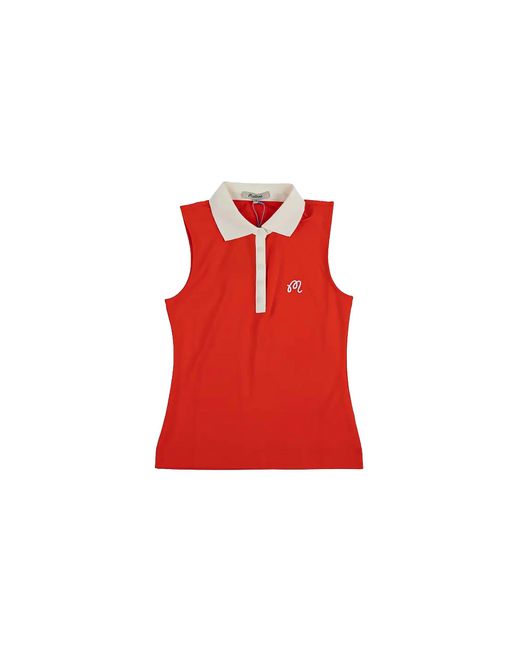 Malbon Golf Red Claudia Sleeveless Polo "Grenadine" Mw 0015 Grd"
