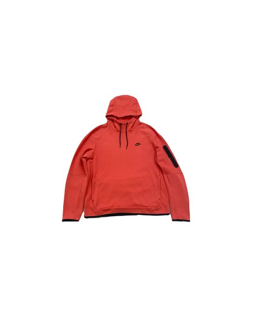 Nike Red Sportswear Tech Fleece Pullover Hoodie "Lobster Dd5174 605" for men