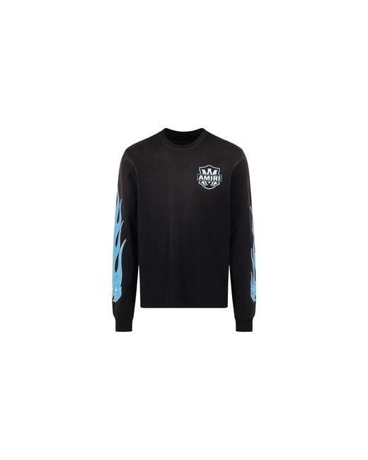 Amiri Black Eagle Flames Long-Sleeve T-Shirt Amtojr1038 001" for men