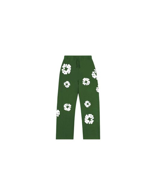 DENIM TEARS Green Cotton Wreath Open Hem Sweatpants Dt414" for men