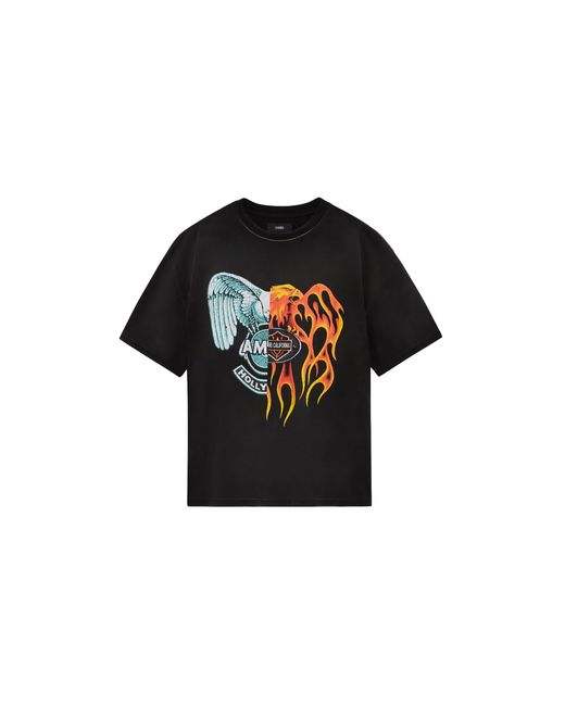 Amiri Black Harley Davidson Spliced Logo Oversized T-Shirt Amt0Jr1043 001 Blac" for men