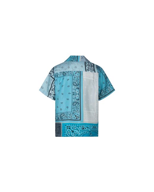 Amiri Blue Silk Bandana Print Button Down Shirt for men