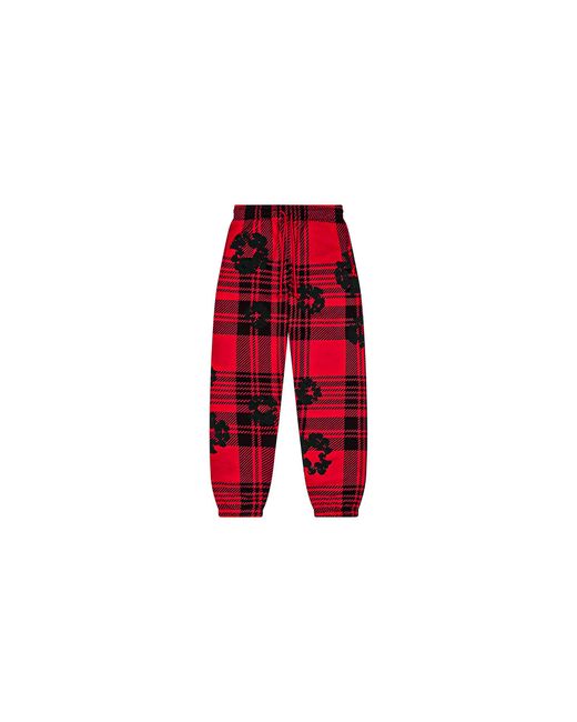 DENIM TEARS Red Plaid Cotton Wreath Sweatpants Dt387" for men