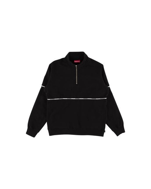 Supreme Black Logo Piping Half Zip Sweatshirt 'ss 18' for men