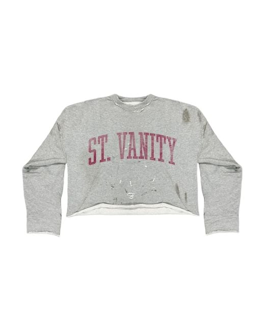 SAINT VANITY Gray Gun Devil Crewneck Shirt Sv047" for men