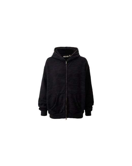 HELLSTAR Black Overdye Cheetah Zip Up Hoodie Hsr262" for men