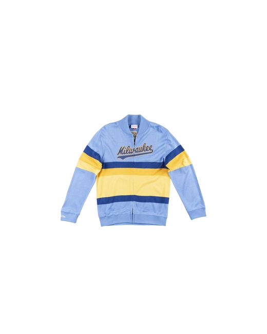 Mitchell & Ness Blue Mlb Front Stripe Full Zip Sweater "Milwaukee Brewers for men