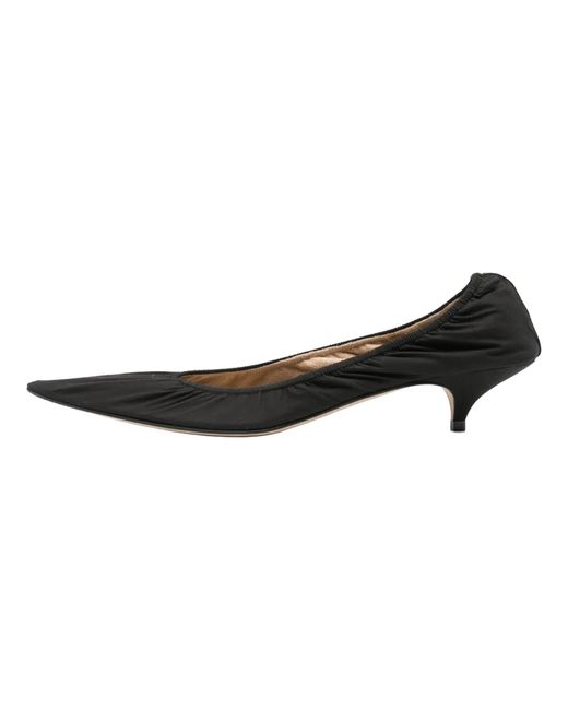 The Row Black Liisa Kitten Heels "Blk" F1542-W2567 Blk"