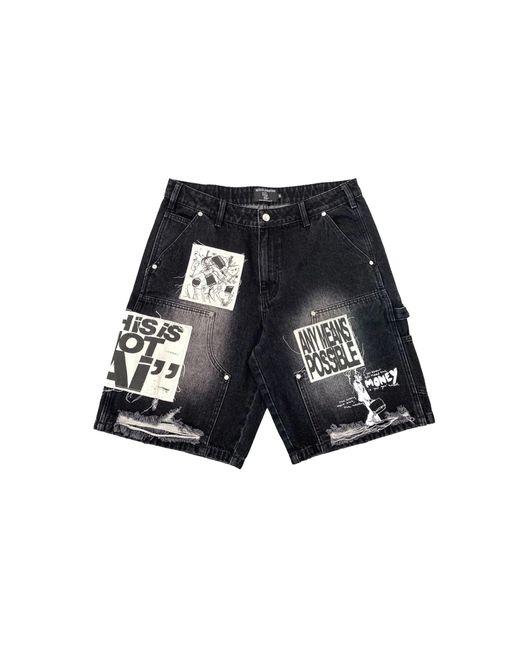 Mixed Emotions Black Ai Denim Shorts Mixe078" for men