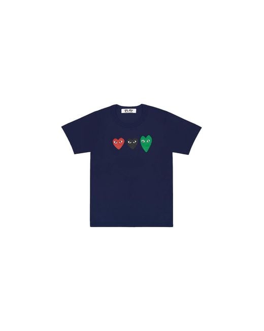 COMME DES GARÇONS PLAY Blue Multi Heart Ss T-Shirt Az T186 051 1 4" for men