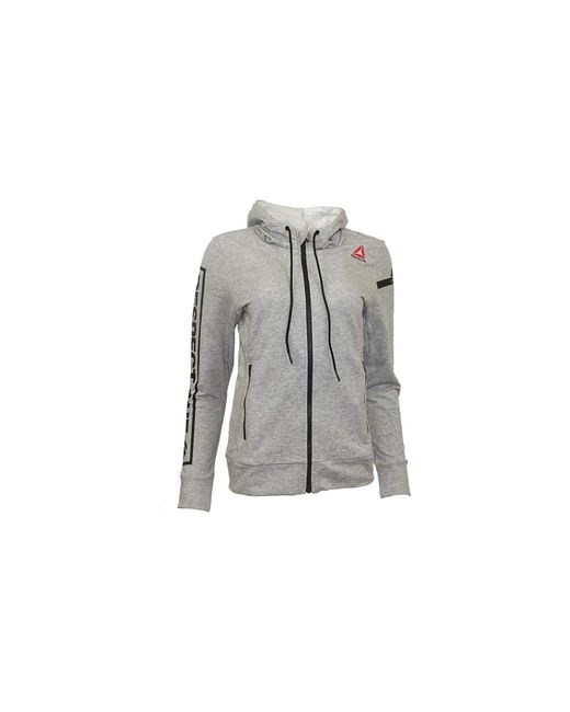 Reebok Black Ufc Fan Full Zip Hoodie "Mid Heather" Ap6839"