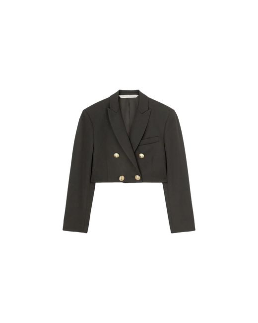 Palm Angels Black Cropped Boyfriend Blazer Pwen032E23Fab0011076"