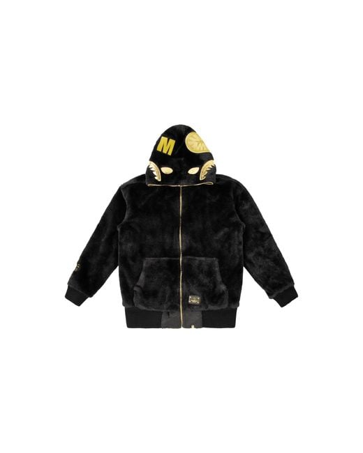 A Bathing Ape Black Fur Shark Hoodie Jacket Fur" 1E20141004 1" for men